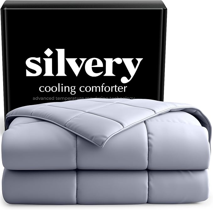 Silvery Silver-Infused Cooling Comforter – Award-Winning Self-Cooling Blanket for Hot Sleepers with Self-Cleaning Silvery Technology for Sweat-Free & Cool Sleep (Gray, Full/Queen (90" x 90"))