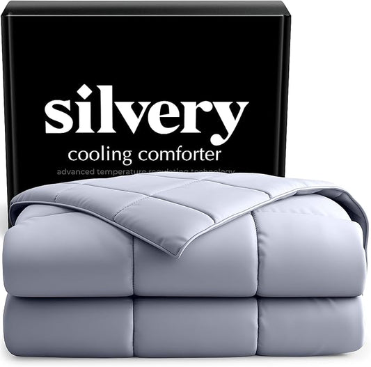 Silvery Silver-Infused Cooling Comforter – Award-Winning Self-Cooling Blanket for Hot Sleepers with Self-Cleaning Silvery Technology for Sweat-Free & Cool Sleep (Gray, Full/Queen (90" x 90"))