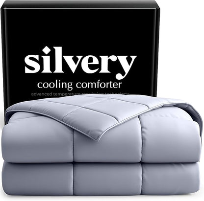 Silvery Silver-Infused Cooling Comforter – Award-Winning Self-Cooling Blanket for Hot Sleepers with Self-Cleaning Silvery Technology for Sweat-Free & Cool Sleep (Gray, Twin/Twin XL (68" x 90"))