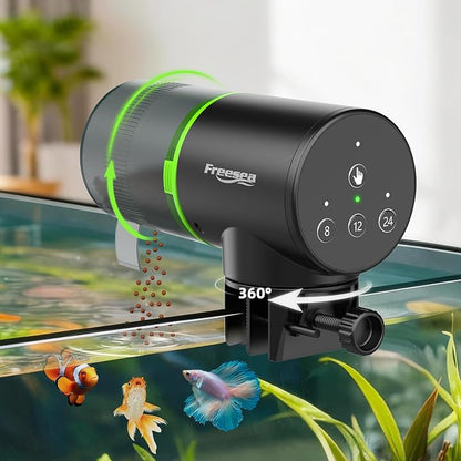 Freesea Automatic Fish Feeder for Aquarium: One-Touch Easy Setup & 3 Timers | 7-14 Day Supply with 200ML Food Dispenser - Worry-Free Vacation Feeding for Betta Turtle Tank