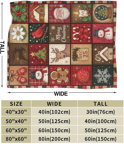 Christmas Blanket Super Soft Warm Fluffy Fleece Flannel Snowman Santa Claus Throw Blanket Cozy Fuzzy Plush Stuff Bedding Blankets Gifts for Women Kids Boys Girls Adults 80"X60"