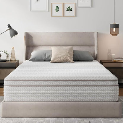 Novilla 14 Inch King Size Mattress in a Box, Hypoallergenic & Back Pain Relief, Hybrid King Mattresses with Smarts Coils, Fiberglass Free CertiPUR-US Certified Colchones No Box Spring Needed