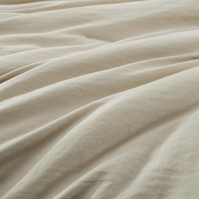 WRENSONGE Light Oatmeal Super King Plus Comforter Set, 7 Pieces Soft Microfiber Comforters with Fitted Sheet, Flat Sheet, 2 Pillow Shams, and 2 Pillowcases- Warm Bedding Sets for All Season