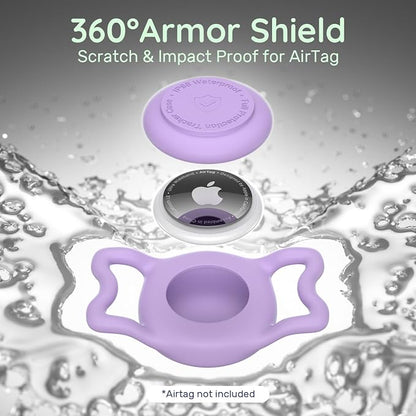 IP68 Waterproof Dog AirTag Holder for Dog Collar, Soft, Stretchy Silicone | Full-Body Protection, Easy Tool-Free Installation, Quiet, No-Dangle Fit, Lightweight, Fits Dog & Cat Collars of All Widths