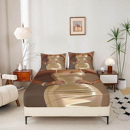 Erosebridal Fashion Black Woman Fitted Sheet for Kids Vogue Black Girls Queen Bedding Set Fashionable Gorgeous Bed Sheets for Girls Women Teens Romantic Fashion Theme Sheets with 2 Pillow Cases