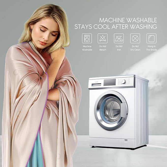 Sheal Cooling Comforter Queen Size 80'' x 90'', Q-Max Rating of >0.4, Double-Sided Cool Tech Comforter & Colors, All-Season Lightweight Blanket to Quickly Cool Down, Pink Blue