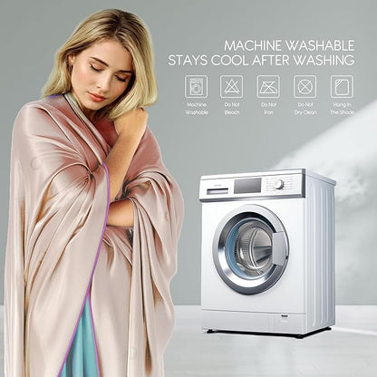 Sheal Cooling Comforter Queen Size 80'' x 90'', Q-Max Rating of >0.4, Double-Sided Cool Tech Comforter & Colors, All-Season Lightweight Blanket to Quickly Cool Down, Pink Blue