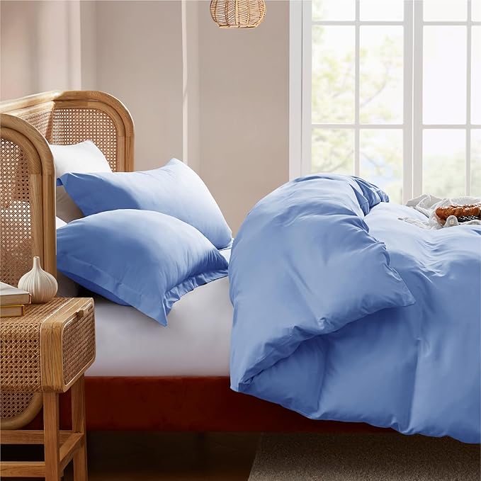 Nestl Twin Duvet Cover Set - Soft Double Brushed Calm Blue Duvet Cover Twin/Twin XL, 2 Piece, with Button Closure, 1 Duvet Cover 68x90 inches and 1 Pillow Sham