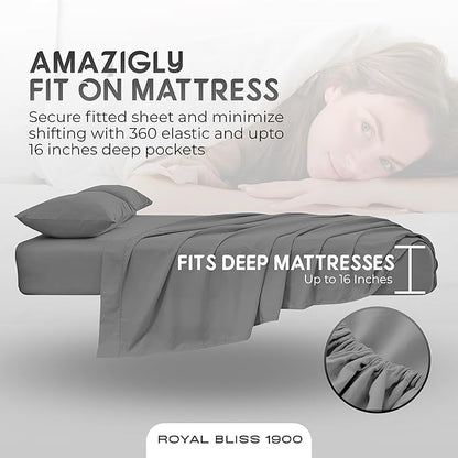 Split California King Sheets Sets - 5 Pcs Set - California King Split Sheets for Adjustable Bed Cal King Split Adjustable Bed Sheets (Dark Grey)