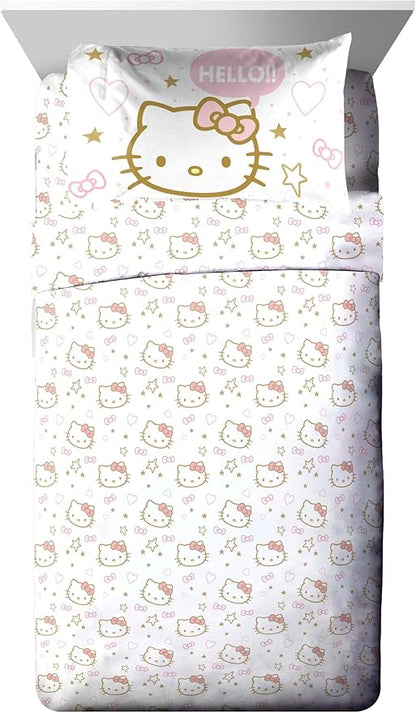Jay Franco Hello Kitty Twin Comforter Set - 5 Piece Bedding Includes Sheet Set & Pillow Covers - Super Soft Pink Bedding