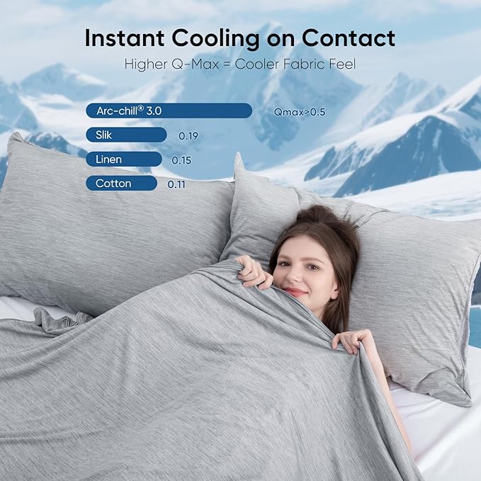 Elegear Revolutionary Cooling Blanket King Absorbs Heat to Keep Body Cool for Night Sweats, Arc-Chill3.0 Cool Fiber Q-Max>0.5 for Hot Sleepers, Lightweight Summer Cold Blankets for Sleeping 108" x 90"