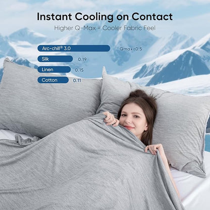 Elegear Revolutionary Cooling Blanket King Absorbs Heat to Keep Body Cool for Night Sweats, Arc-Chill3.0 Cool Fiber Q-Max>0.5 for Hot Sleepers, Lightweight Summer Cold Blankets for Sleeping 108" x 90"