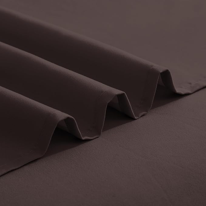 Elegant Comfort Luxurious 1500 Premium Hotel Quality Microfiber Three Line Embroidered Softest 4-Piece Bed Sheet Set, Wrinkle and Fade Resistant, Queen, Chocolate Brown