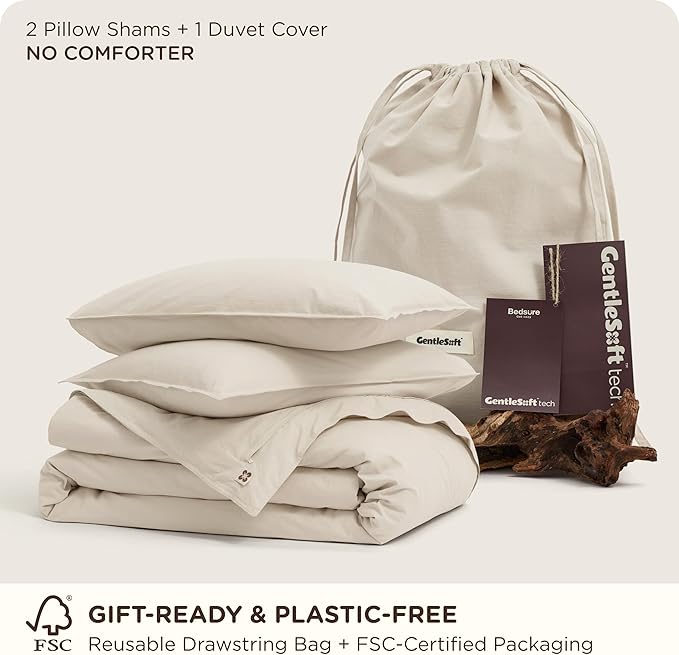 Bedsure Cotton Duvet Cover King - Luxury Slub Weave 100% Cotton Duvet Cover Set, PureWoven Bedding Set with a Linen Like Textured, Easy Change, Ivory, 104" x 90"