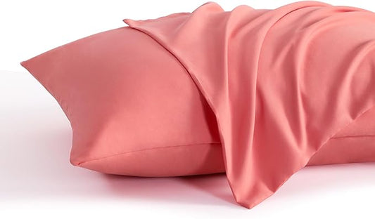 NTBAY King Pillow Cases Set of 2, 2 Pack Brushed Microfiber 20x36 Pillow Cases, Soft, Wrinkle, Fade, Stain Resistant Coral Pink Pillow Cases with Envelope Closure, 20x36 Inches, Coral Pink