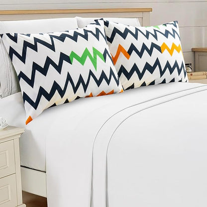 Elegant Comfort Luxury Ultra-Soft 2-Piece Pillowcase Set - 1500 Premium Hotel Quality Microfiber Double Brushed - Wrinkle Resistant, Standard/Queen, Chevron Pattern Colorful