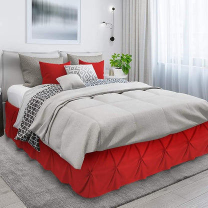 Nestl Red Bed Skirt King Size, Pinch Pleat King Bed Skirt, 14" Inch Drop King Bedskirt, Hotel Quality Red Bed Skirts, Premium Microfiber Bedskirt for King Bed, Red King Size Bed Skirt