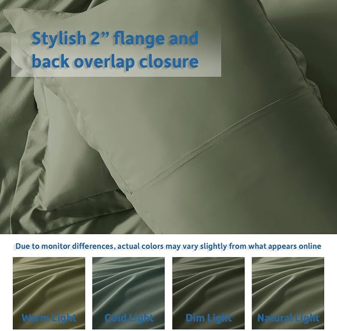 Nestl Olive Green California King Duvet Cover Sets - Soft Double Brushed Cal King Duvet Cover, 3 Piece, with Button Closure, 1 Duvet Cover 104x98 inches and 2 Pillow Shams