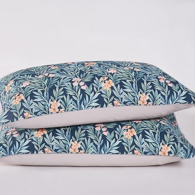 Cupocupa Duvet Cover Queen Size Set Boho Floral Pattern Duvet Cover Queen for Queen Size Bed Vintage Soft Bedding Leaf Print Paisley with Pillowcases
