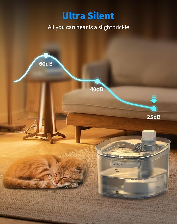 Cat Water Fountain Battery Operated Pet Fountain, Smart Infrared Sensor Dog Water Dispenser, 85oz/2.5L Automatic Drinking Fountain with Quiet Pump
