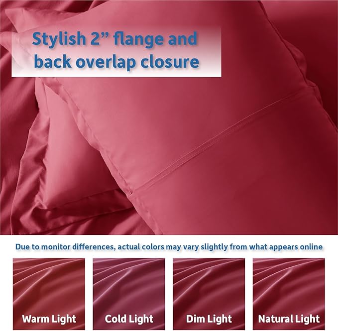 Nestl Burgundy Red Duvet Cover King Size - Soft Double Brushed King Duvet Cover Set, 3 Piece, with Button Closure, 1 Duvet Cover 104x90 inches and 2 Pillow Shams