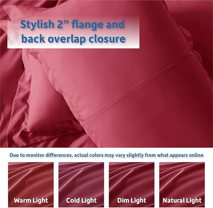 Nestl Burgundy Red Duvet Cover Queen Size - Soft Double Brushed Queen Duvet Cover Set, 3 Piece, with Button Closure, 1 Duvet Cover 90x90 inches and 2 Pillow Shams