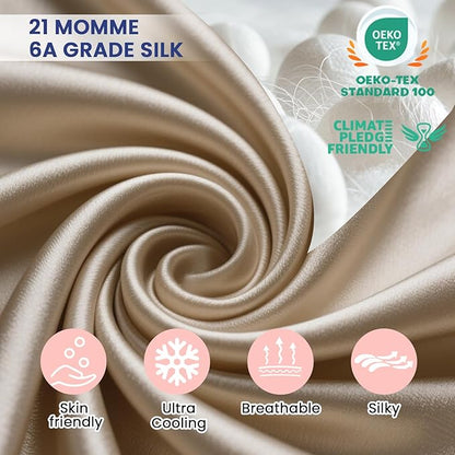 Ravmix Silk Pillow Cases with Zipper, 21momme Mulberry Silk Pillowcase for Hair Skin Health, Soft Smooth Breathable Cool Pillow Cover for Beauty Sleep with Gift Box 1PC(King 20"x36", Taupe)