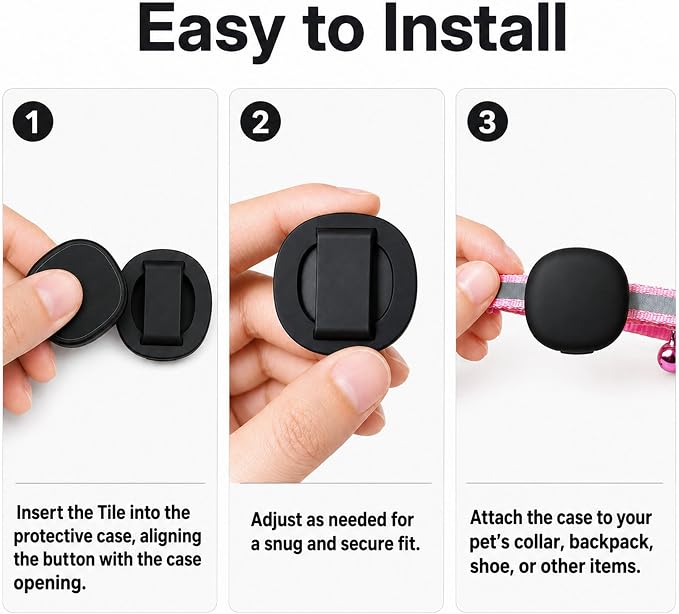 Cat Collar Holder Case for Life360 Tile Sticker 2024 (Smallest Tracker) | Lightweight, Ultra-Durable Anti-Lost Silicone Protective Cover for Pet Accessories, Fits 0.43-0.85" Width, 2-Pack Dark Blue