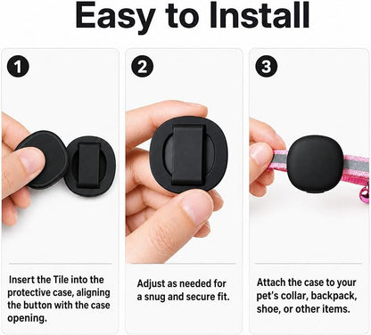 Cat Collar Holder Case for Life360 Tile Sticker 2024 (Smallest Tracker) | Lightweight, Ultra-Durable Anti-Lost Silicone Protective Cover for Pet Accessories, Fits 0.43-0.85" Width, 2-Pack Dark Blue