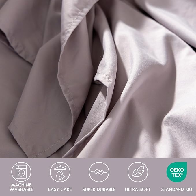 ClevaHome Twin Size Sheet Set - 4 Piece Soft Breathable Luxury Bed Sheet Set - Shrinkage & Fade Resistant Embroidered Bedding Sheet with Deep Pocket, 2 Extra Pillowcases (Twin, Purple Dove)