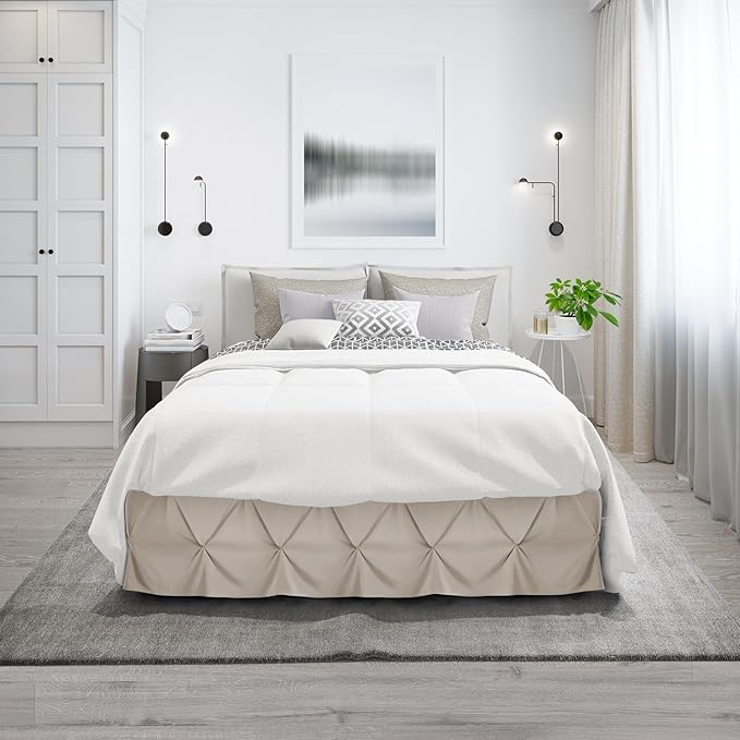 Nestl Linen Bed Skirt Queen Size, Pinch Pleat Queen Bed Skirt, 14" Inch Drop Queen Bedskirt, Hotel Quality Linen Bed Skirts, Premium Microfiber Bedskirt for Queen Bed, Linen Queen Bed Skirt