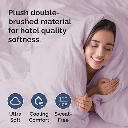 Duvet Cover Twin/Twin XL Size Set - Extra Soft Twin/Twin XL Duvet Cover 68" x 90" with 1 Pillow Sham - Hotel Luxury, Easy Care, Fade Free w/ Zipper Closures & Ties - Cozy & Breathable (Light Lavender)