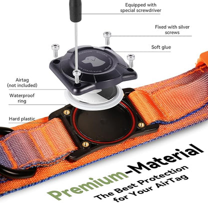 2026 Upgrade Waterproof Tactical AirTag Dog Collar, Built in AirTag Holder | Comfortable Control Handle, Quick Release Metal Buckle, Durable 1000D Nylon, For Medium to Large Dogs, Ocean Blaze,XL