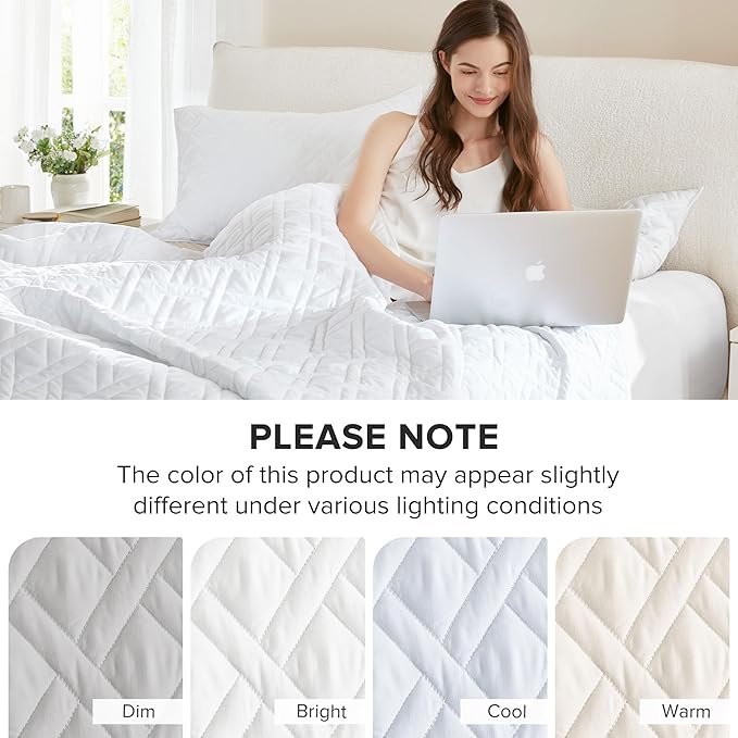 Comfort Spaces Queen Quilt Set Modern Reversible Diamond Coverlet Queen Bedding Set Cozy Quilted Winter Layer, All Season Lightweight Soft Queen Size Quilt, Kienna, Full/Queen White Diamond 3 Piece
