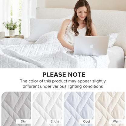 Comfort Spaces Queen Quilt Set Modern Reversible Diamond Coverlet Queen Bedding Set Cozy Quilted Winter Layer, All Season Lightweight Soft Queen Size Quilt, Kienna, Full/Queen White Diamond 3 Piece
