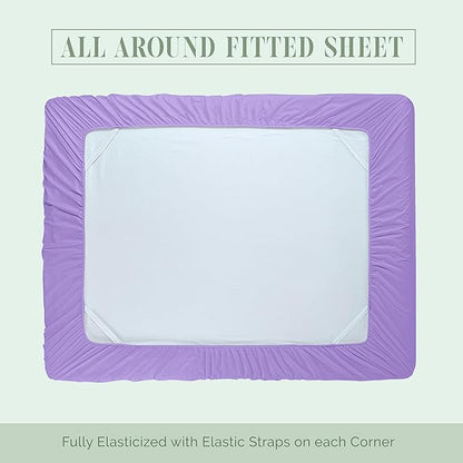 Elegant Comfort Luxurious 1500 Premium Hotel Quality Microfiber 4-Piece Sheet Set, 18-24 Inches Deep - Extra Deep Pocket Sheets - Ultra Soft 4PC Deep Pocket Sheets, Queen, Lavender