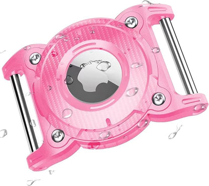 Airtag Dog Collar Holder | Airtag Dog Waterproof - Airtag Holder for Dog Collar with Removable Metal Loop, Sturdy TPU, Lightweight, Compact Size, Fits 1" Width Collar, Pink