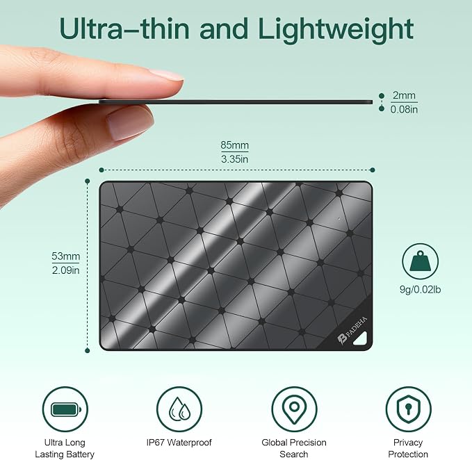 2026 Apple MFi Certified Wallet Tracker Smart Card for Find My iPhone Ultra Thin Air Tracker Tag for Travel, 5 Years+ Staying Power, IP69 Waterproof, Key Finder & Item Locator for Keys, Bags, Passport