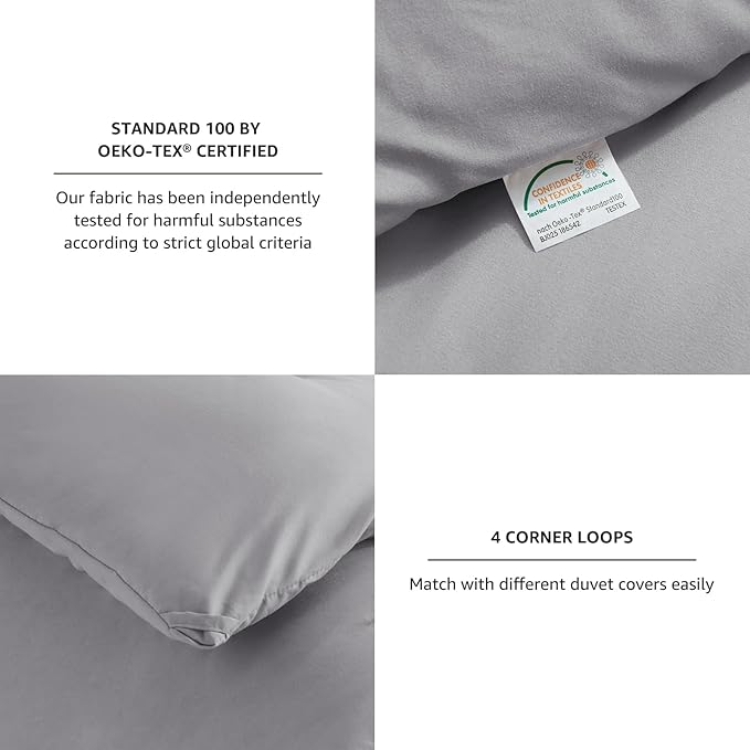CozyLux Queen Comforter Set Grey, 3 Pieces Solid Comforters Queen Size Breathable Bedding Sets, Gray Luxury Soft Lightweight Bed Set with Down Alternative Comforter and 2 Pillowcases for All Seasons