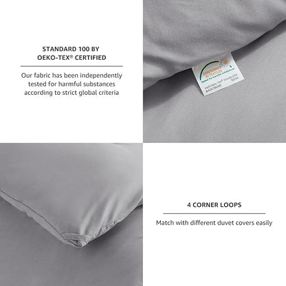 CozyLux Queen Comforter Set Grey, 3 Pieces Solid Comforters Queen Size Breathable Bedding Sets, Gray Luxury Soft Lightweight Bed Set with Down Alternative Comforter and 2 Pillowcases for All Seasons