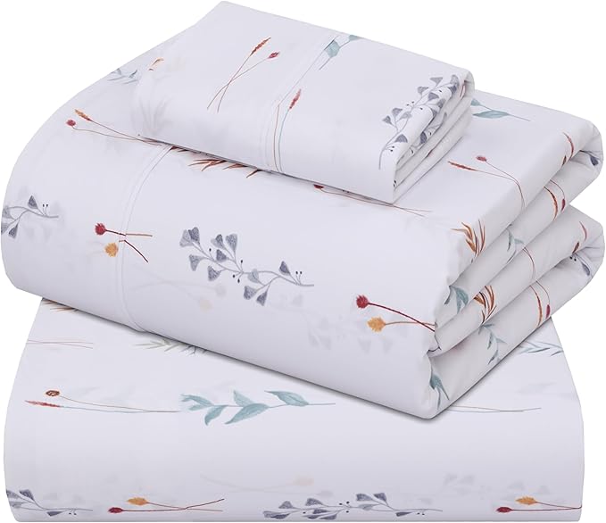 ZOYER 100% Cotton Sheets – Twin Size Percale Bedding, Cooling & Breathable, Durable with a Crisp, Soft & Comfortable Feel, 16" Deep Pocket, 3-Piece Set, Fairy Meadows