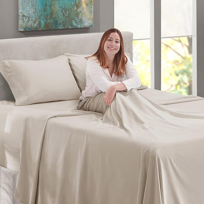 Nestl Twin XL Size Sheet Set, 4 Piece Extra Deep Pocket (18-24 inches), Microfiber, Hotel Luxury, Soft, Breathable, Wrinkle-Free, Easy to Care, Linen