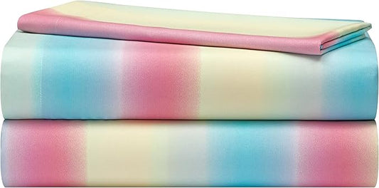 Heritage Kids 3-Piece Twin Sheet Set,Rainbow Ombre Print,Includes Fitted Sheet, Flat Sheet & Pillowcase, Soft Microfiber Bedding for Kids,Multicolor