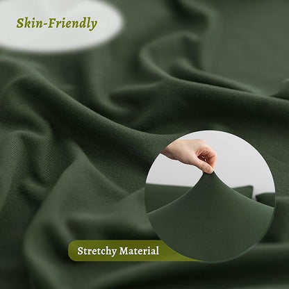 Stretchy Body Pillow Case Cover - Jersey Knit Long Pillowcase for Body Pillow, 1 Pack - Envelope Closure & Skin-Friendly, Soft and Breathable for Sleeping, 20"x54", Olive Green