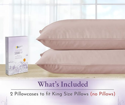 California Design Den King Pillow Cases Set of 2-1000 Thread Count, Soft and Smooth Sateen Weave, 100% Cotton Pillowcases, Thick and Durable - Sepia Rose