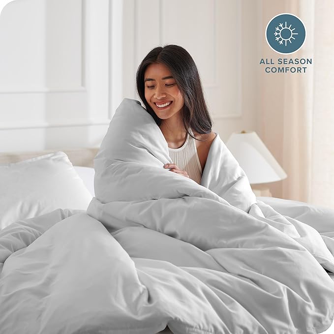Bare Home Bedding Duvet Cover Extra Long Size - Premium 1800 Super Soft Collection - Lightweight, Cooling - Soft Breathable Bedding Duvet Cover (Twin/Twin XL, Cloud Grey)
