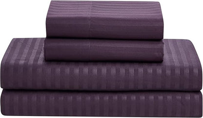 Queen Comforter Set 8 Piece Bed in a Bag with Bed Skirt, Fitted Sheet, Flat Sheet, 2 Pillowcases, 2 Pillow Shams, Queen, Dobby Purple