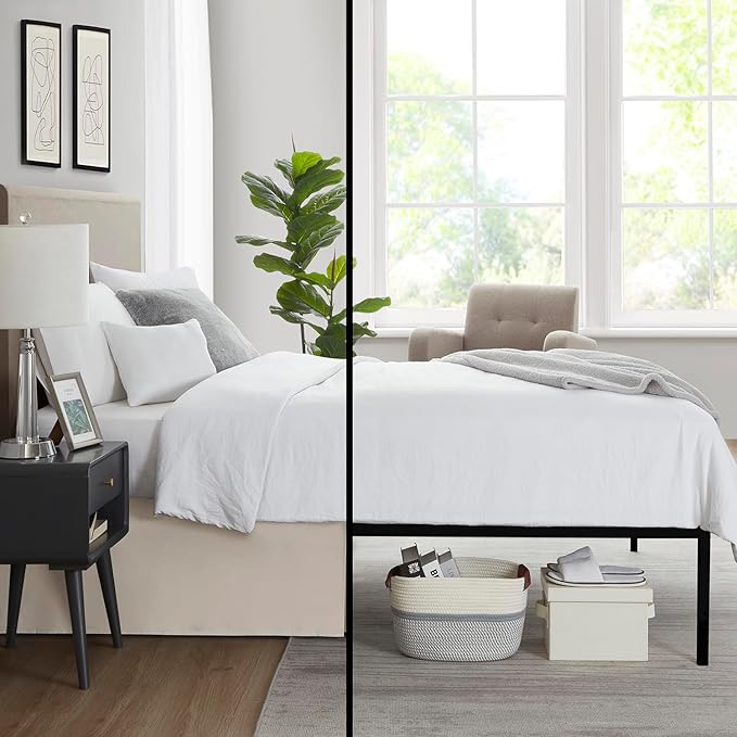Nestl Linen Bed Skirt Cal King Size - Cal King Bed Skirt 14 Inch Drop - Brushed Microfiber Bed Skirts - Hotel Quality Pleated Bed Skirt - Shrinkage & Fade Resistant