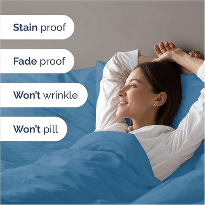 Duvet Cover King Size Set - Extra Soft King Duvet Cover 104" x 90" with 2 Pillow Shams - Hotel Luxury, Easy Care & Fade Free w/ Zipper Closures & Ties - All Season, Comfy and Breathable (Denim Blue)