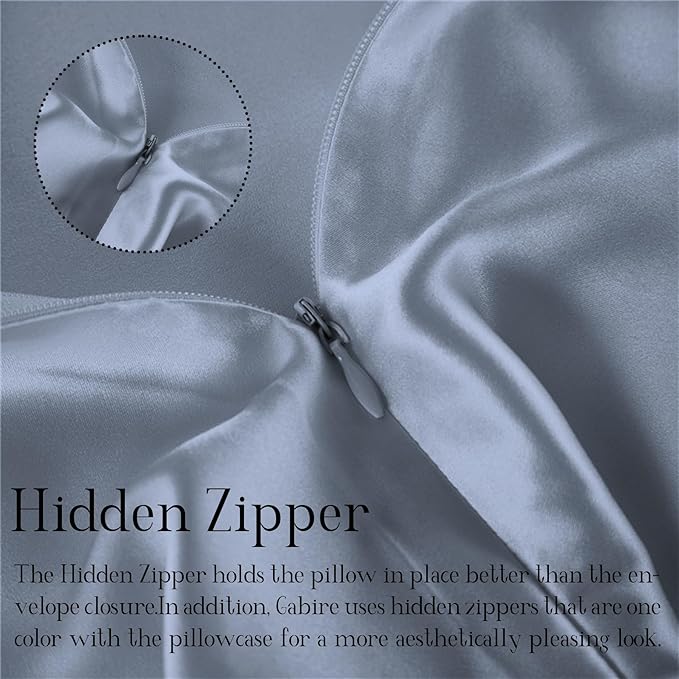 Mulberry Silk Pillow Case for Hair and Skin Prevent Acne Pillowcases Both Sides Real Silk Pillowcases Organic Silk Pillowcase with Hidden Zipper, Dusty Blue, Queen (20"×30")